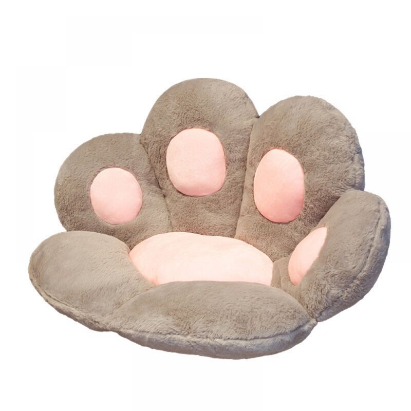 Linghhang - Gris) 70 x 60 cm, coussin confortable en peluche en forme de patte de chat, coussin de bureau et de chaise, jolie décoration de chambre à