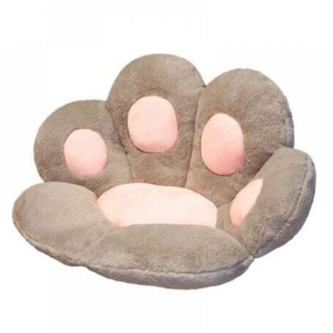 (Gris) 70 x 60 cm, coussin confortable en peluche en forme de patte de chat, coussin de bureau et de chaise, jolie décoration de chambre à coucher