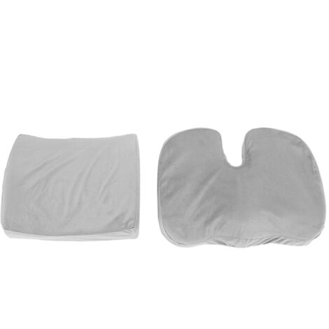 Gris Argenté Coussin de SièGe de Voiture OrthopéDique en Mousse à MéMoire Chaise de Massage Coussin Retour Coussin Pad Bureau Tapis de Sommeil