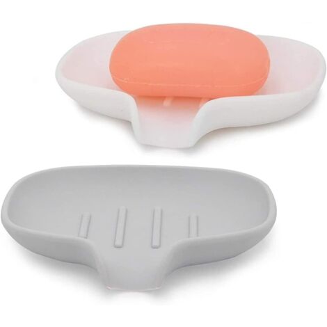 (Gris + Blanco) Juego de 2 jaboneras de ducha autodrenantes para el lavado de manos en la ducha, el baño y la cocina