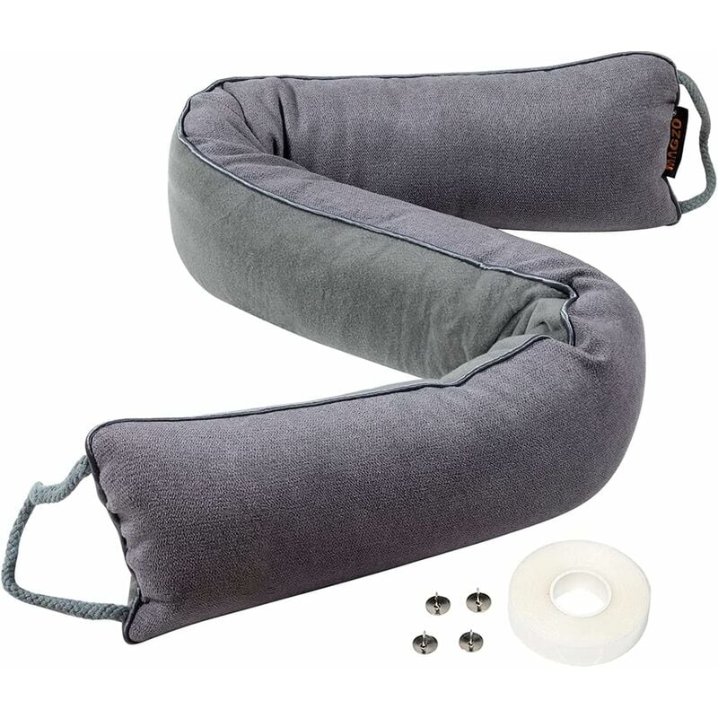 Gris Boudin de Porte Isolant Froid 93 cm, Bas de Porte Isolant Thermique, Anti Froid et Anti Bruit, Coussin de Porte Tissu
