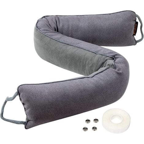 LINGHHANG Gris Boudin de Porte Isolant Froid 93 cm, Bas de Porte Isolant Thermique, Anti Froid et Anti Bruit, Coussin de Porte Tissu