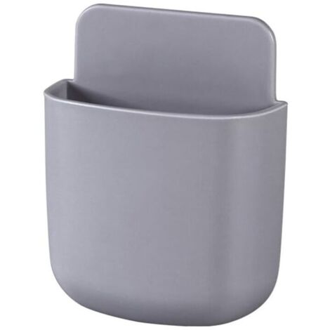 (Gris) Caja de almacenamiento para control remoto, soporte de pared para teléfono móvil, soporte de pared para control remoto, caja de almacenamiento de pared de ABS, organizador con gancho