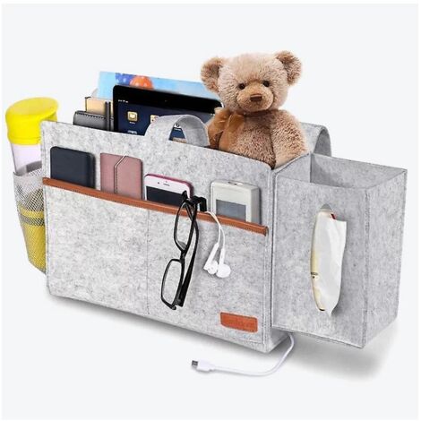 gris Clair-poche De Lit, Sac De Rangement De Chevet En Feutre, Organisateur Mit Botes  Mouchoirs Pour Tlcommande, Tablette, Cble De Recharg, Magaz
