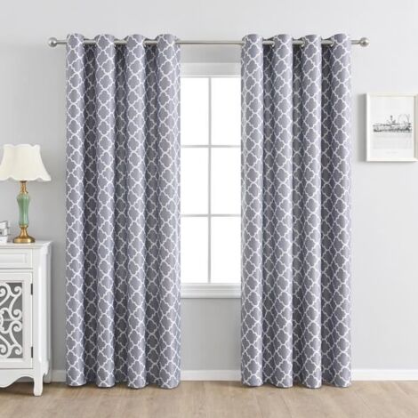 (Gris clair)Rideaux Occultants Bleu-Paire de Rideaux à Oeillets Isolation Thermique Lumière/Draperies Tombé Lourd pour Chambre L 140 x H 260cm
