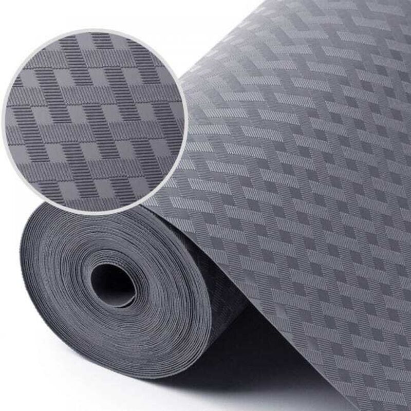 Gris Croisée Rayure 50cmx500cm Tapis Fond de Tiroir Non-adhésif Antidérapant, Protege Etagere Placard Frigo, EVA Plastique Film Protecteur pour Meuble