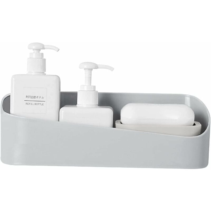 gris étagère de douche sans perçage imperméable étagère de salle de bain étagère de douche plastique avec trous de vidange panier de douche pour