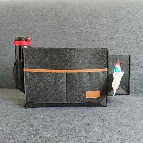 gris Fonc-poche De Lit, Sac De Rangement De Chevet En Feutre, Organisateur Mit Botes  Mouchoirs Pour Tlcommande, Tablette, Cble De Recharg, Magazi