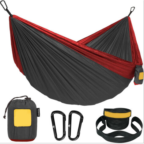 Gris foncé 270&140cm Hamac de camping double/simple, léger, lavable, hamac-panier portable pour l'extérieur