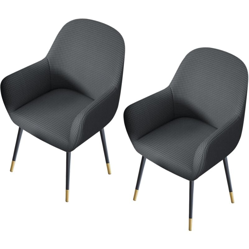 Csparkv - Gris foncé)Lot de 2 housses de protection de chaise avec accoudoirs, universelles pour salle à manger, cuisine, gris foncé