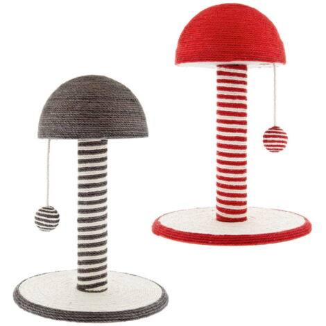 Gris - Griffoir pour chat en forme de champignon avec jeu suspendu