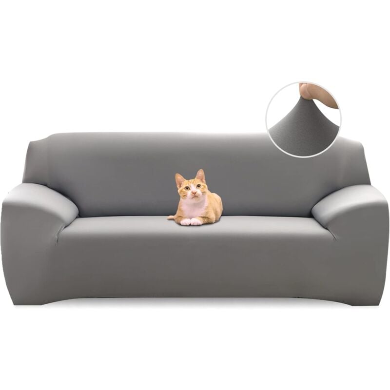 Csparkv - Gris Housse de Canapé Extensible 3 Place Couverture Canapé avec Accoudoirs Moderne Couvre Canapé Elastique Universelle Revêtement de Canapé