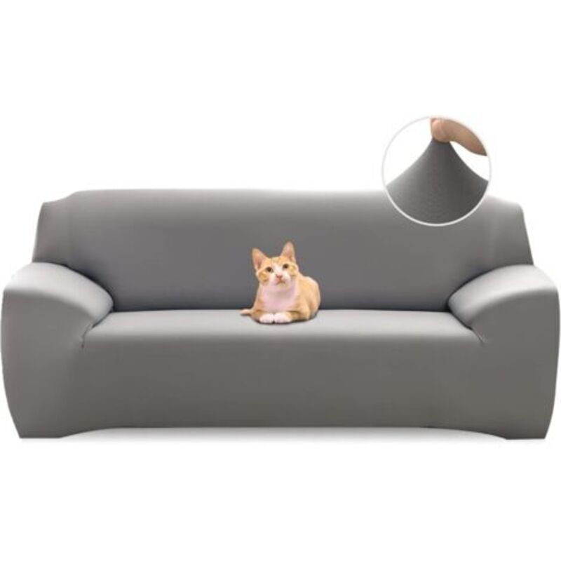 Csparkv - Gris Housse de Canapé Extensible 3 Place Couverture Canapé avec Accoudoirs Moderne Couvre Canapé Elastique Universelle Revêtement de Canapé