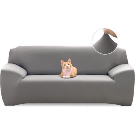 Gris Housse de Canapé Extensible 3 Place Couverture Canapé avec Accoudoirs Moderne Couvre Canapé Elastique Universelle Revêtement de Canapé Housse de Protection