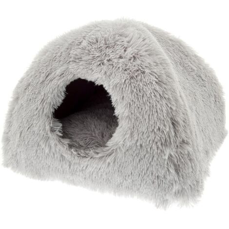 Gris - igloo doux et moelleux modèle Nuvoletta pour chiens et chats