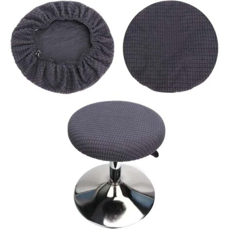 (Gris) Juego de 2 fundas para taburetes redondos, funda para taburete de bar redondo, lavable y fácil de limpiar, suave y duradera, adecuada para taburetes de 35-42 cm