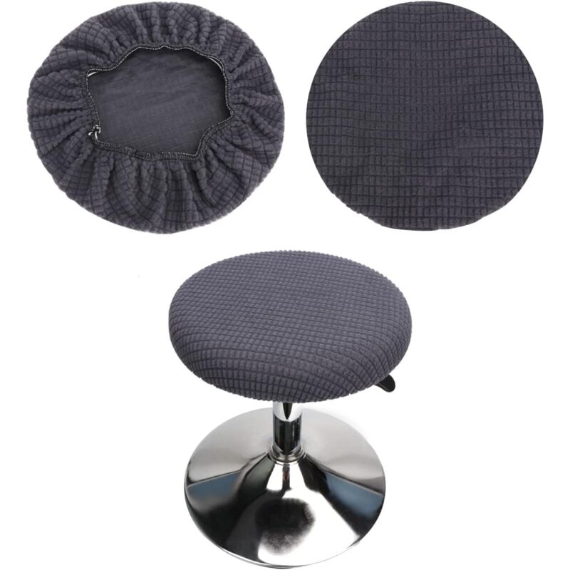 Gris) Lot de 2 housses de tabouret rond, housses de tabouret de bar rond, lavables et faciles d'entretien, douces et durables, adaptées aux tabourets