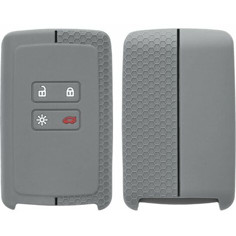 Gris-Negro - Funda para Llave de Coche Compatible con Renault Smart Key de 4 Botones (Solo Keyless Go) - Carcasa Protectora de Silicona Suave