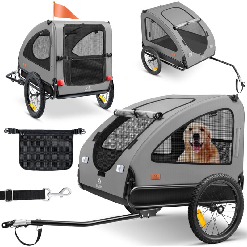 Kesser - Remorque pour chien Boxer 2-en-1 Buggy pour chien Remorque pour vélo grand volume env. 250L - Drapeau et sac inclus - 600D Oxford Canvas