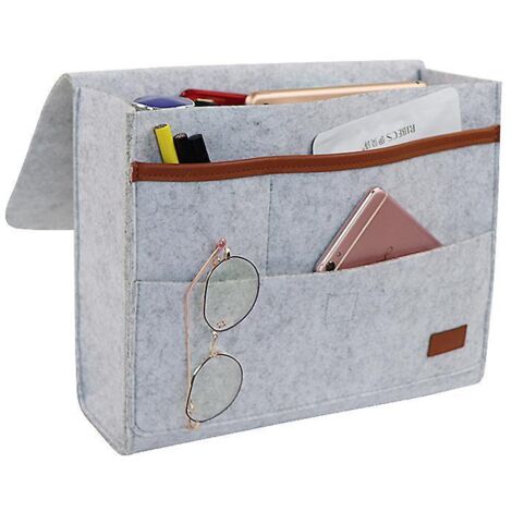 gris-organisateur De Caddie, Poche De Lit Caddie De Chevet En Feutre Bedside Pocket Sac De Rangement Pour Tlphone, Tlcommande, Journal, Stylo, Mag