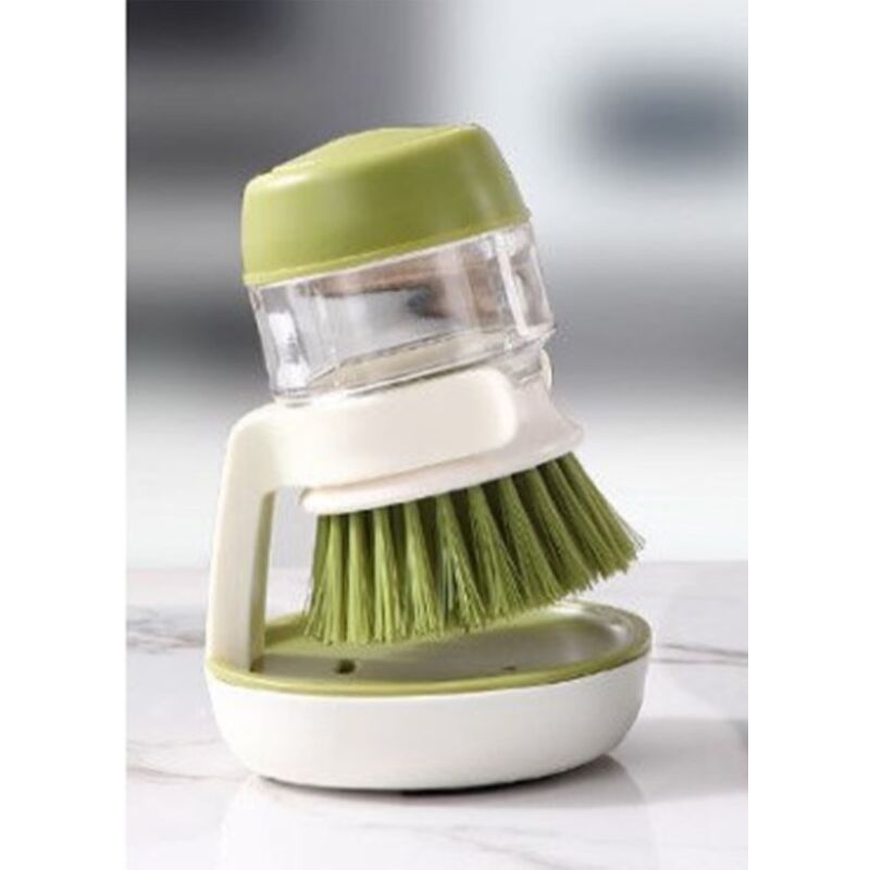 Csparkv - vert Palm Scrub Brosse à Vaisselle avec Distributeur de Liquide Vaisselle Rechargeable et Support de Rangement - green