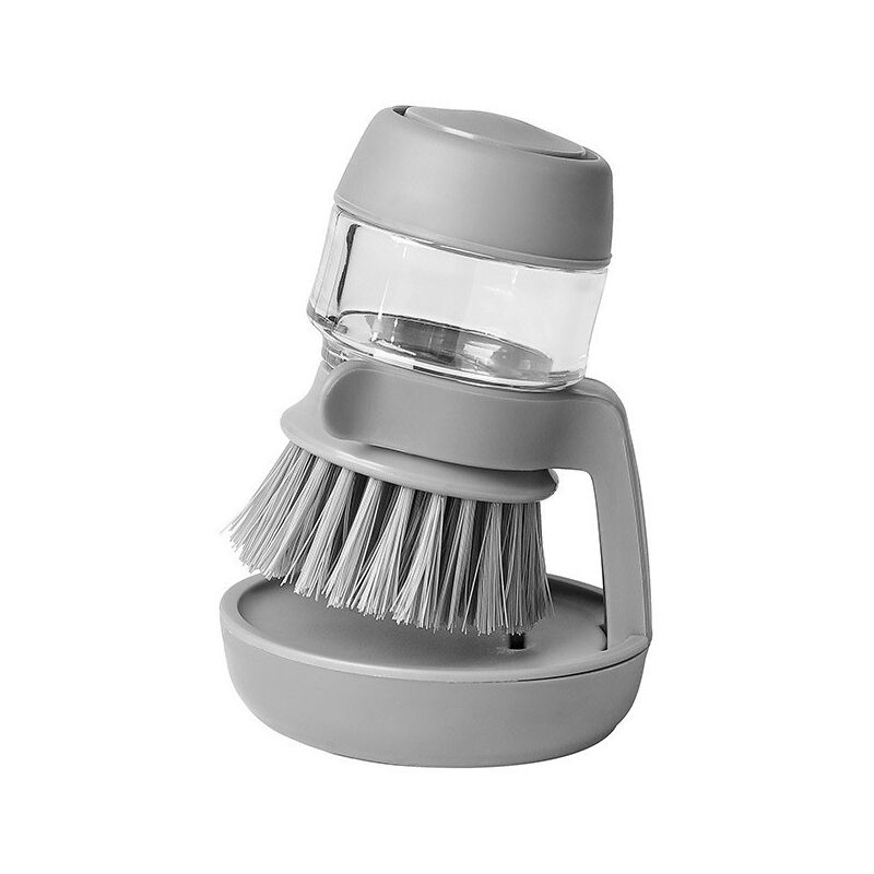 Gris Palm Scrub Brosse à Vaisselle avec Distributeur de Liquide Vaisselle Rechargeable et Support de Rangement