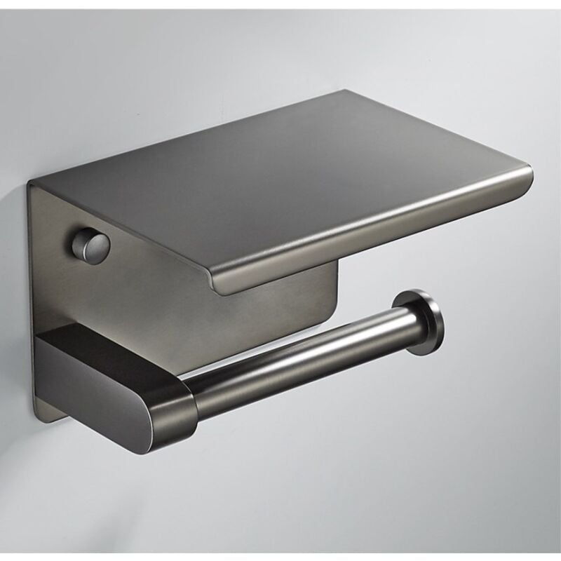 Gris Porte-Papier Toilette Mural sans perçage Acier Inoxydable 304 avec étagère pour Salle de Bain