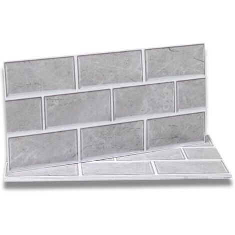 （Gris ）Stickers Adhesif Carrelage 12 pièces pour Salle de Bains et Cuisine, Crédence Cuisine, Imperméables Carrelage Carreaux Adhésif Mural 30 x 15 cm