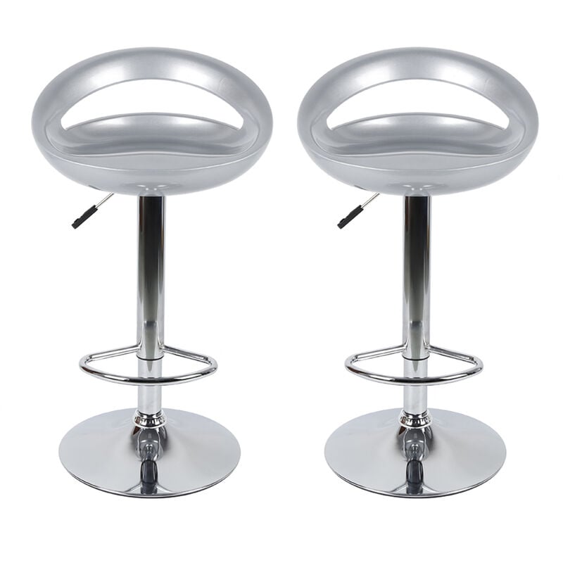 Jeobest - Lot de 2 Tabouret de bar en plastique abs réglage en hauteur-Gris