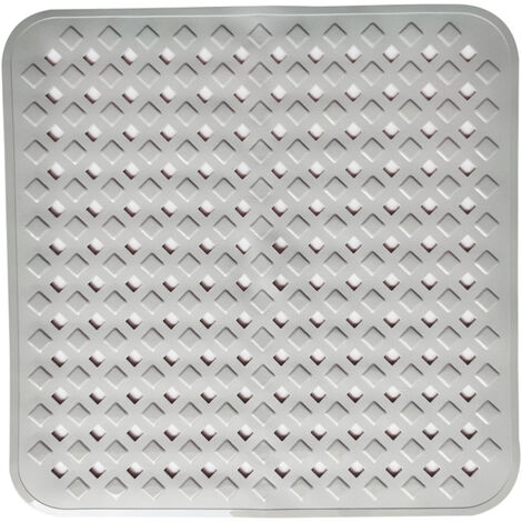 (Gris) Tapis de douche antidérapant pour peaux sensibles 53 x 53 cm, sans BPA, tapis de douche antidérapant anti-moisissure, tapis de sol de salle de bain lavable en machine
