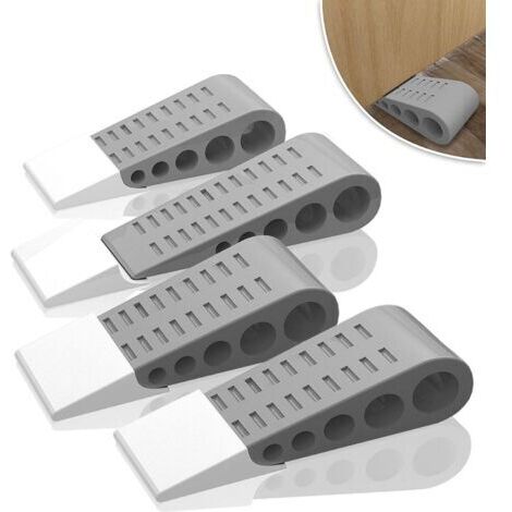 (Gris) Türstopper aus Gummi, 4 Stück Rutschfester, robuster Gummi-Türkeil, kratzfester Türstopper, funktioniert auf allen Oberflächen