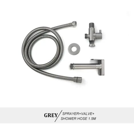 (Gris Type A) Ensemble de douchette WC bidet portable en laiton doré rose, fixation murale, pommeau de douche de salle de bain autonettoyant