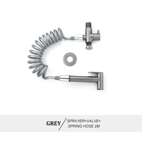 (Gris Type B) Ensemble de douchette WC bidet portable en laiton doré rose, fixation murale, pommeau de douche de salle de bain autonettoyant