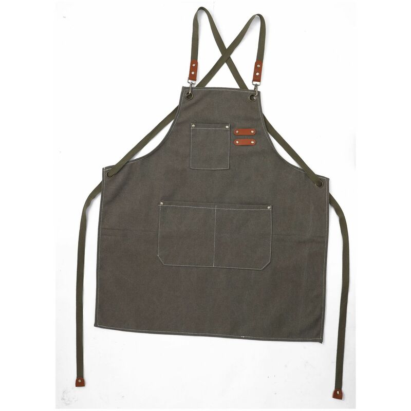 Linghhang - Gris verte)Tablier Cuisine Homme Tabliers en Toile avec 3 Poches Imperméable et Réglable Apron pour Barbecue, Restaurant,Jardin,