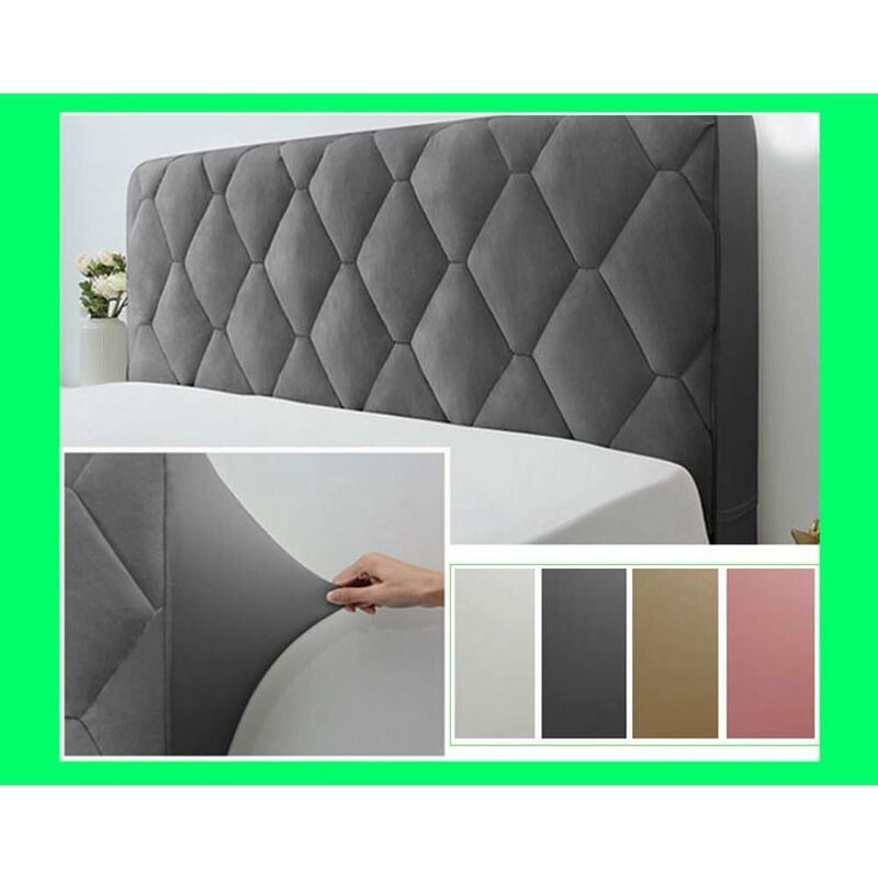 200cm Gris Housse de Tête de Lit, Couverture de Tête de Lit Protecteur Housse Décorative Chambre à Coucher épaissi Pack Souple Anti-poussière