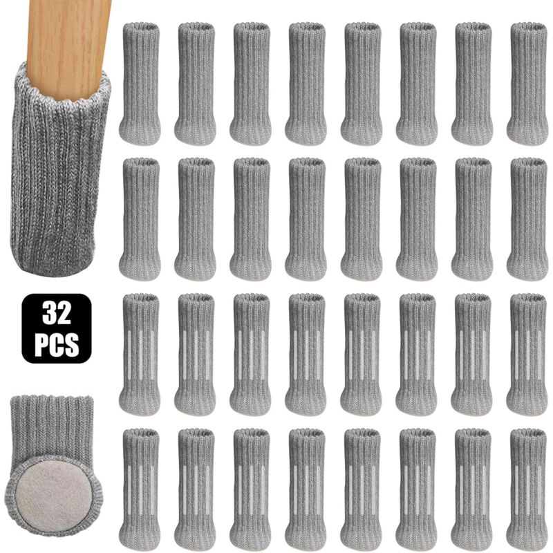 Gris)32Pcs Chaussettes de Chaise Mobilier en Feutre pour Pieds de Chaise,Table mobilier Tampons Plancher Protège,Évitez Les Rayures et Le Bruit