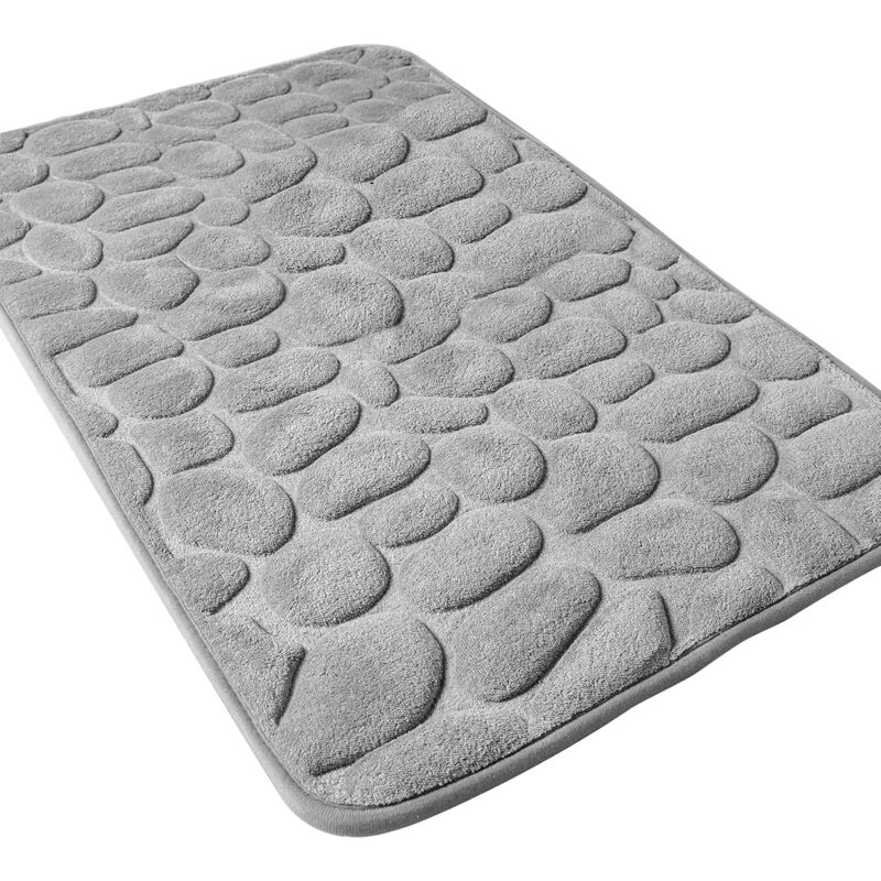 Gris,40 x 60cm, Tapis de Bain Antiderapant en Mousse Mémoiretapis, Absorbant Tapis Salle de Bain Lavable en Machine, Tapis de Douche pour Salle d