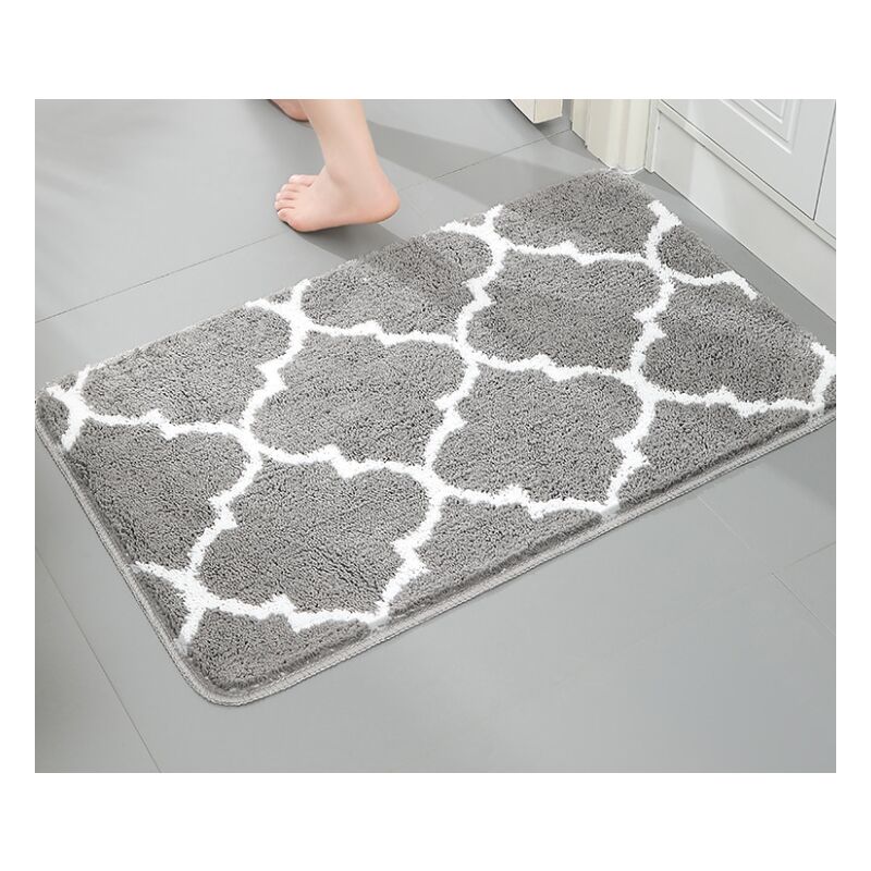 Gris(50X80cm) Tapis de Bain Antidérapant Microfibre Absorbant Carpette Lavable en Machine Tapis Bain