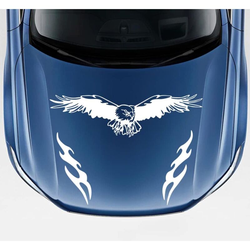 Csparkv - Blanc)Autocollant de Capot de Voiture, 3 Pièces Voiture Autocollants Décoratifs Aigle Feu Totems Auto-adhésif 3D Autocollant de Capot