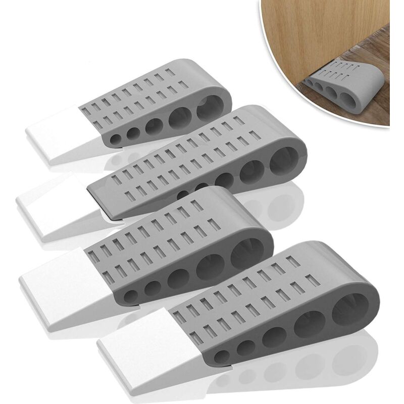 Gris)Butée de porte en caoutchouc, 4pcs Cale Porte en Caoutchouc Robuste antidérapant, Bloc de porte Anti-Rayures Fonctionne sur toutes les surfaces