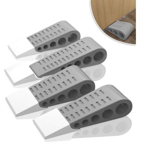(Gris)Butée de porte en caoutchouc, 4pcs Cale Porte en Caoutchouc Robuste antidérapant, Bloc de porte Anti-Rayures Fonctionne sur toutes les surfaces