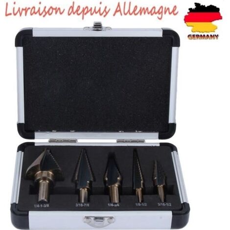 (Gris)Forets Fraises Étages Conique Perceuse HSS Titane - 5pcs - Gris