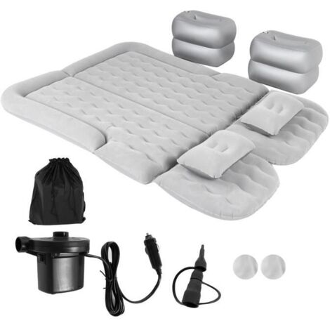 (Gris)Matelas pneumatique Lit de voyage gonflable - 3 places - Surface de flocage - Pompe à air électrique