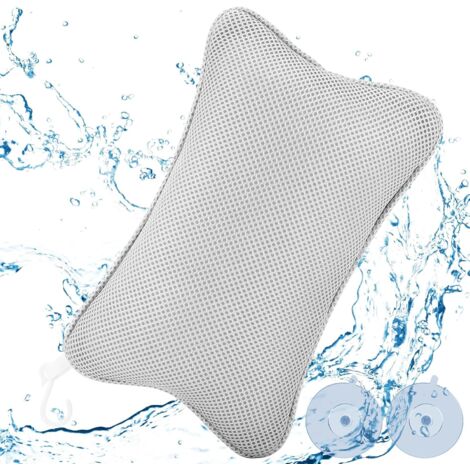 Coussin Baignoire 4D Ergonomique Avec Ventouses - Oreiller Bain Antidérapant Pour Tête, Cou, Épaules Et Dos (Blanc)