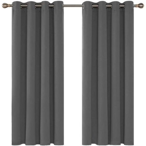(Gris)Rideaux Occultation de Fenêtre Solides à Oeillets Isolant Thermique 160 x 240 cm Gris - INSFITY - Lot de 2