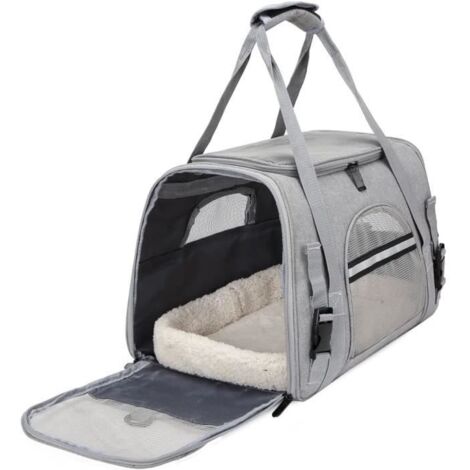 (Gris)Sac de transport Pour Animal Chien Chat - Tissu Oxford - 43x25x28cm - pour Animaux de Petite et Moyenne Taille Jusqu' à 8kg - Gris