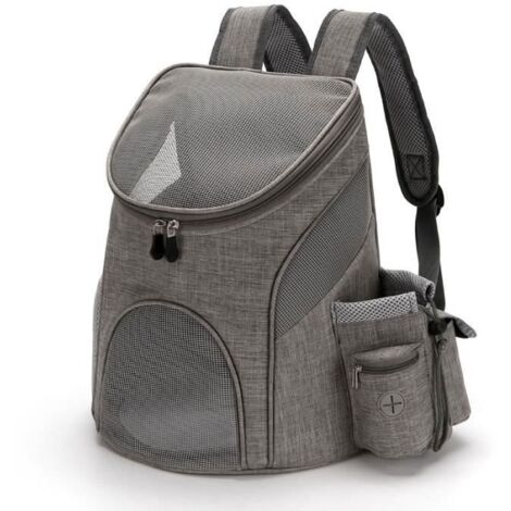 (Gris)Sac Transport Chat, Sac Dos pour Chien ，Pliable pour Petits Chats et Chiens,Pour Les Voyages en Plein Air (Gris, Fenêtre Mesh)