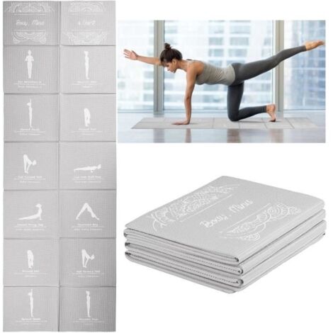 (Gris)Tapis de yoga pliable pour femmes - PVC - Gris - 6 mm - Yoga Pilates Fitness