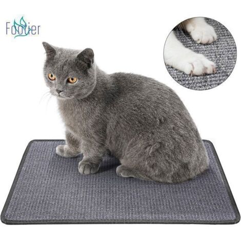 (Gris)Tapis Griffoir Pour Chat en Sisal Naturel, 40×60cm Tapis à Gratter pour Chat Tapis Sisal Chat Chaton Protège Tapis et Canapés