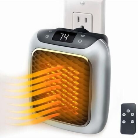Gris,(Turbo Heat) Petit radiateur mural avec thermostat réglable, minuterie programmable de 12 heures, arrêt automatique - Silencieux, peu encombrant